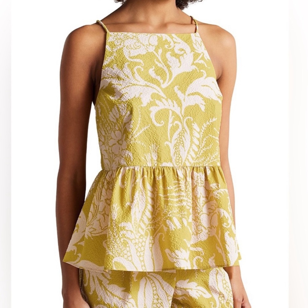 Ted Baker Mustard and Cream Patterned Top Size 6